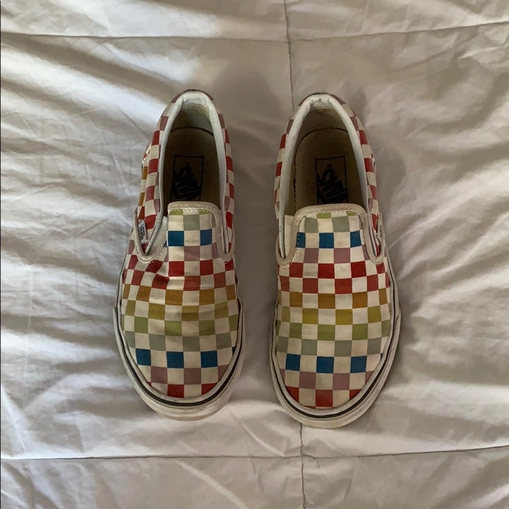 rainbow checkered vans